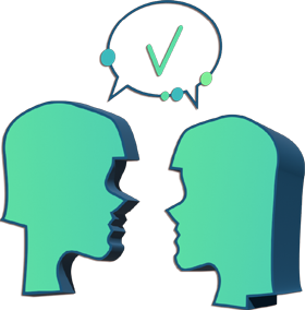 illustration de deux personnes qui discutent et qui se mettent d'accord
